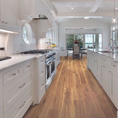 wood look laminate flooring in a kitchen