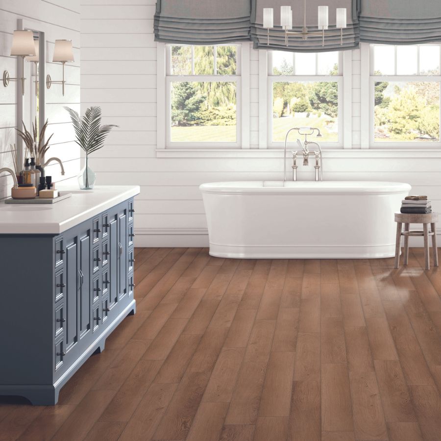 Luxury vinyl floors in a bathroom